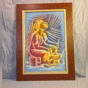 Nsimba Katesa Custom Framed African Folk Art Painting